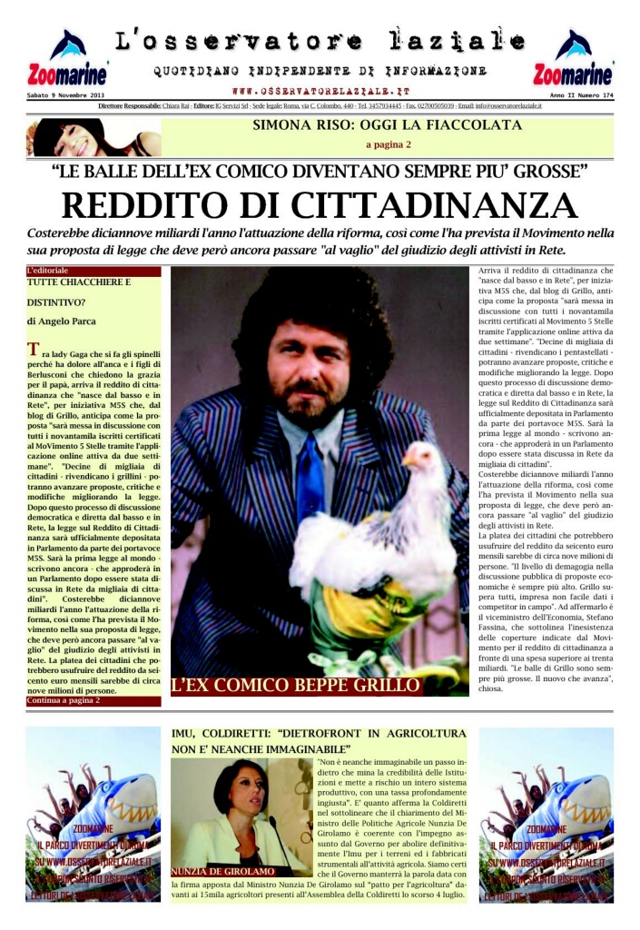 L'osservatore d'Italia edizione del 9 Novembre 2013